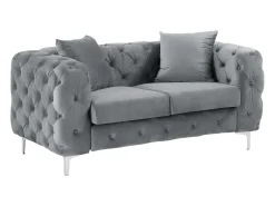 Sofá*Vente-unique Sofá de 2 lugares chesterfield em veludo antracite e pés em metal EDWINA Cinza antracite