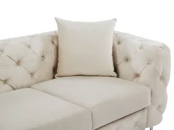 Sofá*Vente-unique Sofá de 3 lugares chesterfield em veludo e pés em metal EDWINA Bege