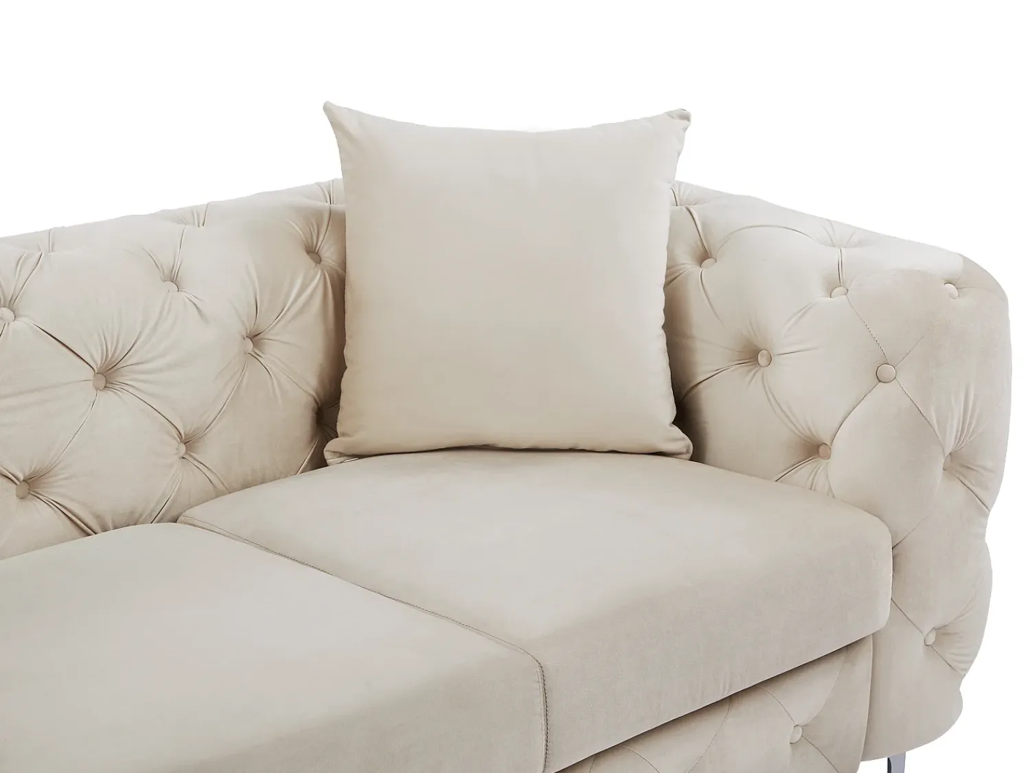 Sofá*Vente-unique Sofá de 3 lugares chesterfield em veludo e pés em metal EDWINA Bege