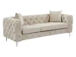 Sofá*Vente-unique Sofá de 3 lugares chesterfield em veludo e pés em metal EDWINA Bege