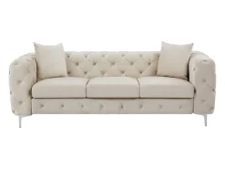 Sofá*Vente-unique Sofá de 3 lugares chesterfield em veludo e pés em metal EDWINA Bege