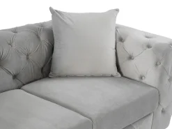 Sofá|Vente-unique Sofá de 2 lugares chesterfield em veludo cinza-claro e pés em metal EDWINA Cinzento claro