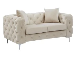 Vente-unique Sofá de 2 lugares chesterfield em veludo e pés em metal EDWINA^ Sofá