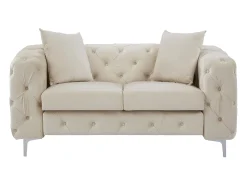 Vente-unique Sofá de 2 lugares chesterfield em veludo e pés em metal EDWINA^ Sofá