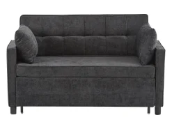 Sofá* Sofá de 2 lugares cinza escuro - Sofá de sala com encosto ajustável e função de cama retrátil - 2 almofadas e apoios de braços - chenille Cinzento