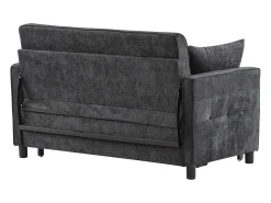 Sofá* Sofá de 2 lugares cinza escuro - Sofá de sala com encosto ajustável e função de cama retrátil - 2 almofadas e apoios de braços - chenille Cinzento