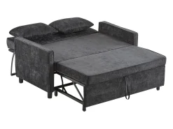 Sofá* Sofá de 2 lugares cinza escuro - Sofá de sala com encosto ajustável e função de cama retrátil - 2 almofadas e apoios de braços - chenille Cinzento