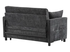 Sofá* Sofá de 2 lugares cinza escuro - Sofá de sala com encosto ajustável e função de cama retrátil - 2 almofadas e apoios de braços - chenille Cinzento