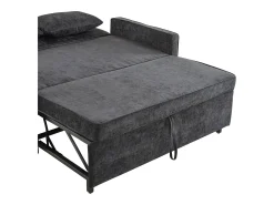 Sofá* Sofá de 2 lugares cinza escuro - Sofá de sala com encosto ajustável e função de cama retrátil - 2 almofadas e apoios de braços - chenille Cinzento