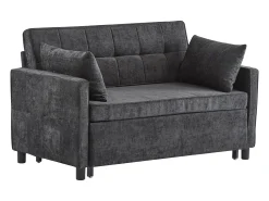 Sofá* Sofá de 2 lugares cinza escuro - Sofá de sala com encosto ajustável e função de cama retrátil - 2 almofadas e apoios de braços - chenille Cinzento