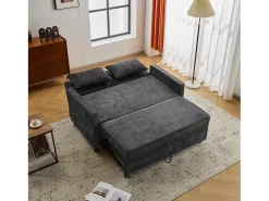 Sofá* Sofá de 2 lugares cinza escuro - Sofá de sala com encosto ajustável e função de cama retrátil - 2 almofadas e apoios de braços - chenille Cinzento
