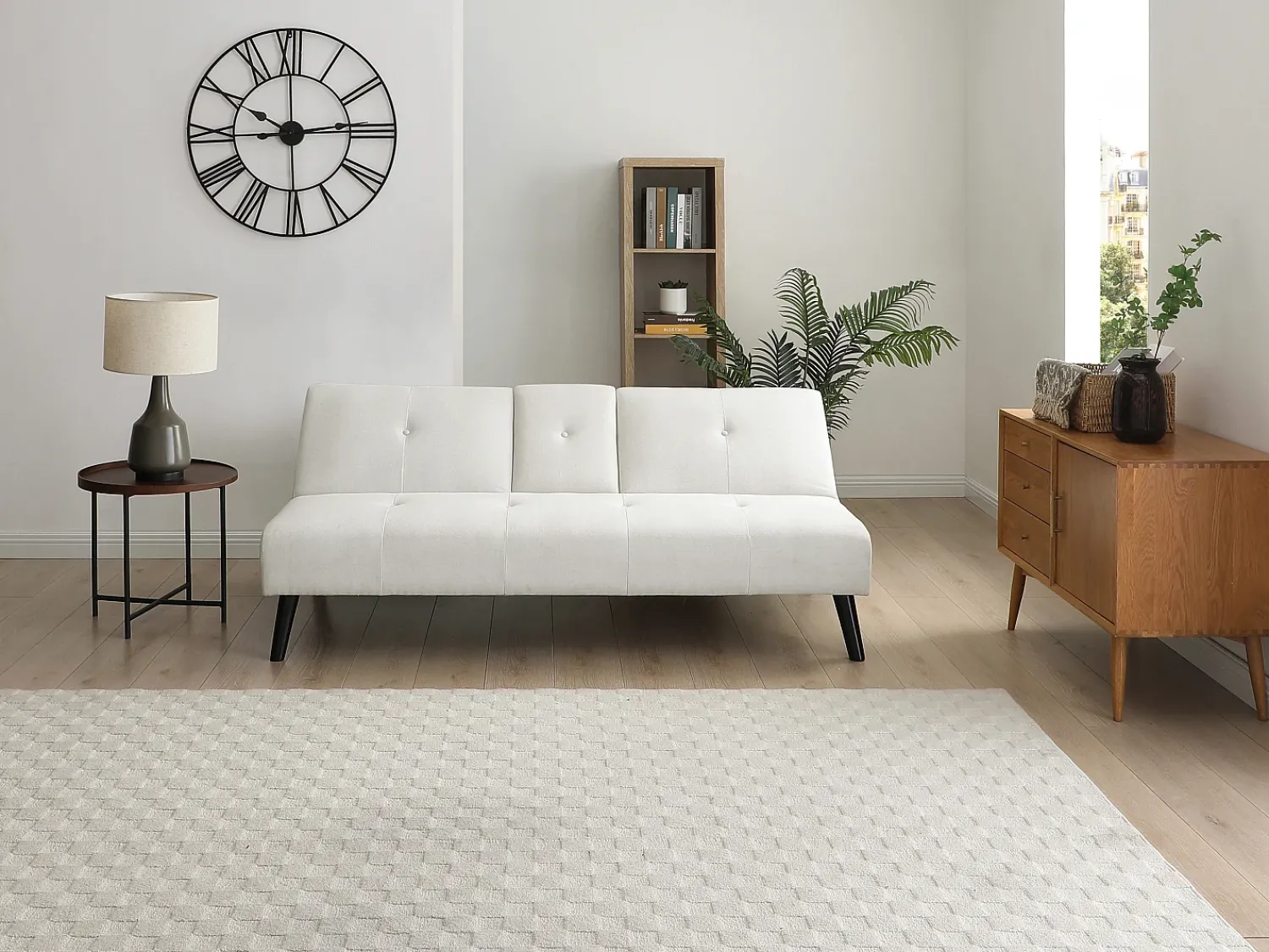 Sofá|Vente-unique Sofá de 3 lugares click-clack em tecido com mesa CLOSIPA Bege