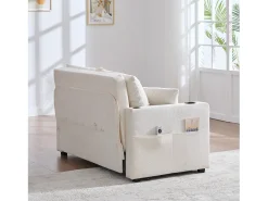 Sofá* Sofá de 2 lugares com 4 almofadas - Sofá relaxante com suporte para copos e bolsos laterais - chenille Bege