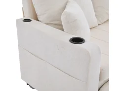 Sofá* Sofá de 2 lugares com 4 almofadas - Sofá relaxante com suporte para copos e bolsos laterais - chenille Bege