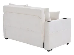 Sofá* Sofá de 2 lugares com 4 almofadas - Sofá relaxante com suporte para copos e bolsos laterais - chenille Bege