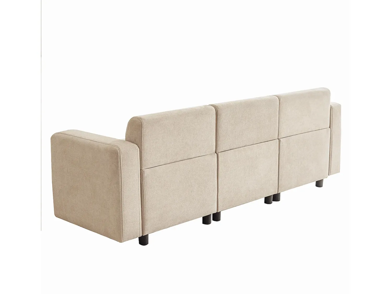 Sofá|Merax Sofá de 3 lugares com 2 almofadas - 211 x 67 x 71 cm - Tecido Chenille - Bege