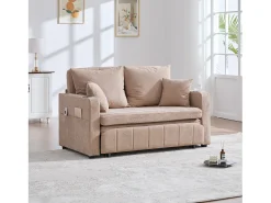 Sofá de 2 lugares com 4 almofadas - Sofá relaxante com suporte para copos e bolsos laterais - chenille^ Sofá
