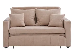 Sofá de 2 lugares com 4 almofadas - Sofá relaxante com suporte para copos e bolsos laterais - chenille^ Sofá