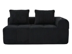 Outlet Hauss Spole Sofá de 2 lugares com almofada e bolso lateral - Veludo Cotelê - Preto