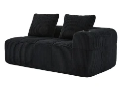 Outlet Hauss Spole Sofá de 2 lugares com almofada e bolso lateral - Veludo Cotelê - Preto