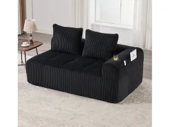 Outlet Hauss Spole Sofá de 2 lugares com almofada e bolso lateral - Veludo Cotelê - Preto