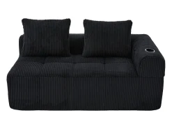 Outlet Hauss Spole Sofá de 2 lugares com almofada e bolso lateral - Veludo Cotelê - Preto