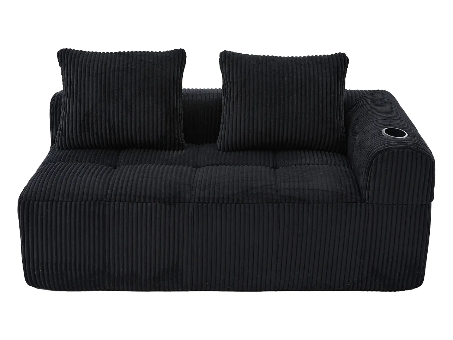 Outlet Hauss Spole Sofá de 2 lugares com almofada e bolso lateral - Veludo Cotelê - Preto