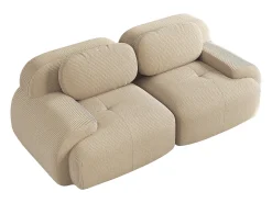 Sofá| Sofá de 2 lugares com almofadas - Sofá reto com braços curvos e almofadas decorativas - bombazine Bege