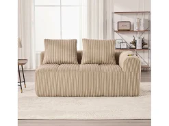 Sofá*Hauss Spole Sofá de 2 lugares com almofada e bolso lateral - Veludo cotelê - Cor Caqui