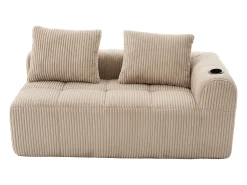 Sofá*Hauss Spole Sofá de 2 lugares com almofada e bolso lateral - Veludo cotelê - Cor Caqui