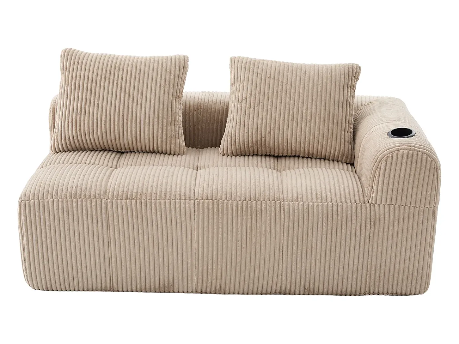 Sofá*Hauss Spole Sofá de 2 lugares com almofada e bolso lateral - Veludo cotelê - Cor Caqui
