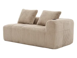 Sofá*Hauss Spole Sofá de 2 lugares com almofada e bolso lateral - Veludo cotelê - Cor Caqui