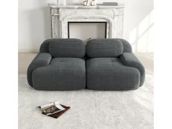 Sofá* Sofá de 2 lugares com almofadas - Sofá reto com braços curvos e almofadas decorativas - bombazine Cinzento