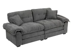 Discount Hauss Spole Sofá de 2 lugares com almofadas de camada dupla - Tecido chenille Cinzento