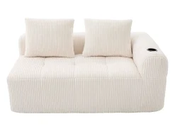 Hauss Spole Sofá de 2 lugares com almofada e bolso lateral - Veludo Cotelê -^ Sofá