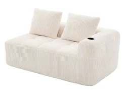 Hauss Spole Sofá de 2 lugares com almofada e bolso lateral - Veludo Cotelê -^ Sofá