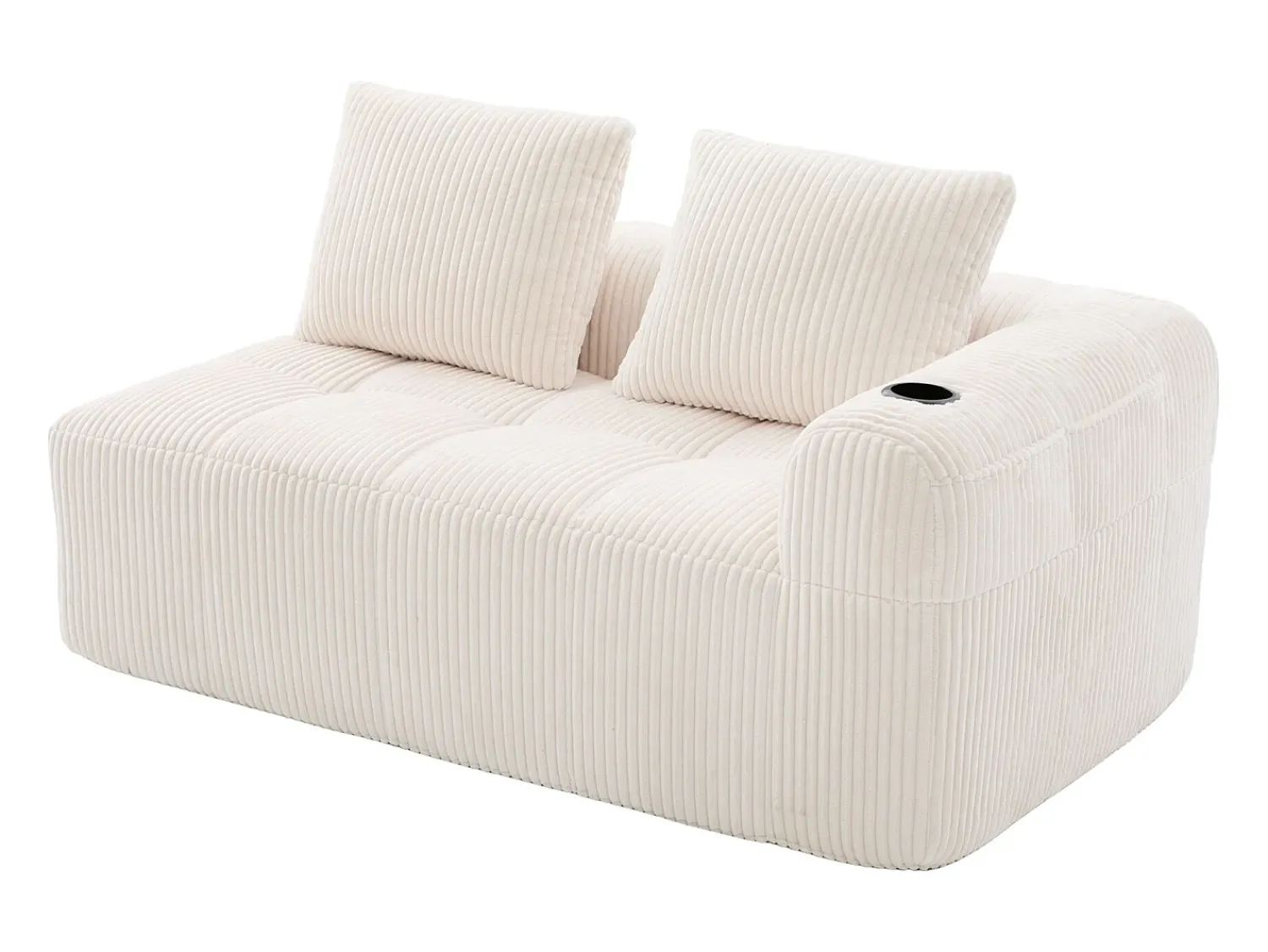 Hauss Spole Sofá de 2 lugares com almofada e bolso lateral - Veludo Cotelê -^ Sofá