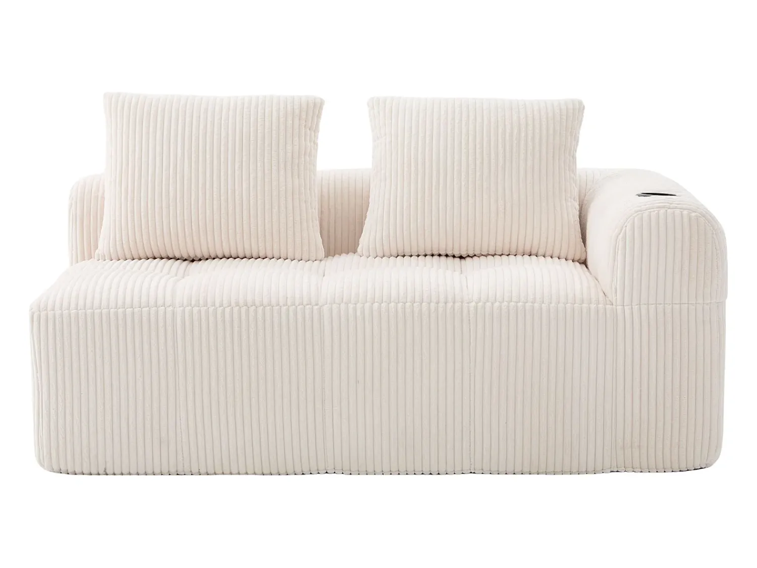 Hauss Spole Sofá de 2 lugares com almofada e bolso lateral - Veludo Cotelê -^ Sofá