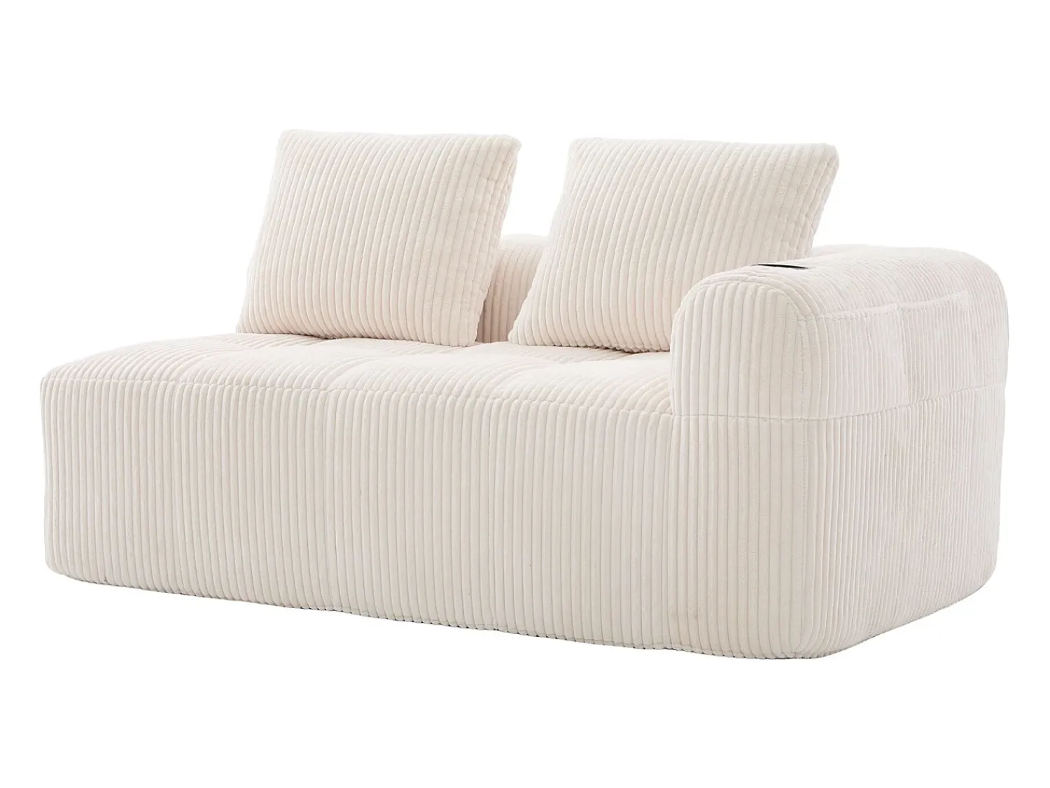Hauss Spole Sofá de 2 lugares com almofada e bolso lateral - Veludo Cotelê -^ Sofá
