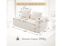 Hauss Spole Sofá de 2 lugares com almofada e bolso lateral - Veludo Cotelê -^ Sofá