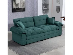 Sale Hauss Spole Sofá de 2 lugares com almofadas de camada dupla - Tecido chenille Verde