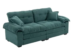 Sale Hauss Spole Sofá de 2 lugares com almofadas de camada dupla - Tecido chenille Verde