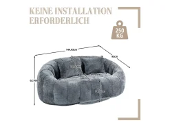 Sofá*Hauss Spole Sofá de 2 lugares com almofada - Sofá para adultos e crianças - Tecido chenille Cinzento