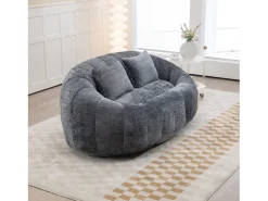 Sofá*Hauss Spole Sofá de 2 lugares com almofada - Sofá para adultos e crianças - Tecido chenille Cinzento