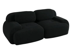 Sofá* Sofá de 2 lugares com almofadas - Sofá reto com braços curvos e almofadas decorativas - bombazine Preto
