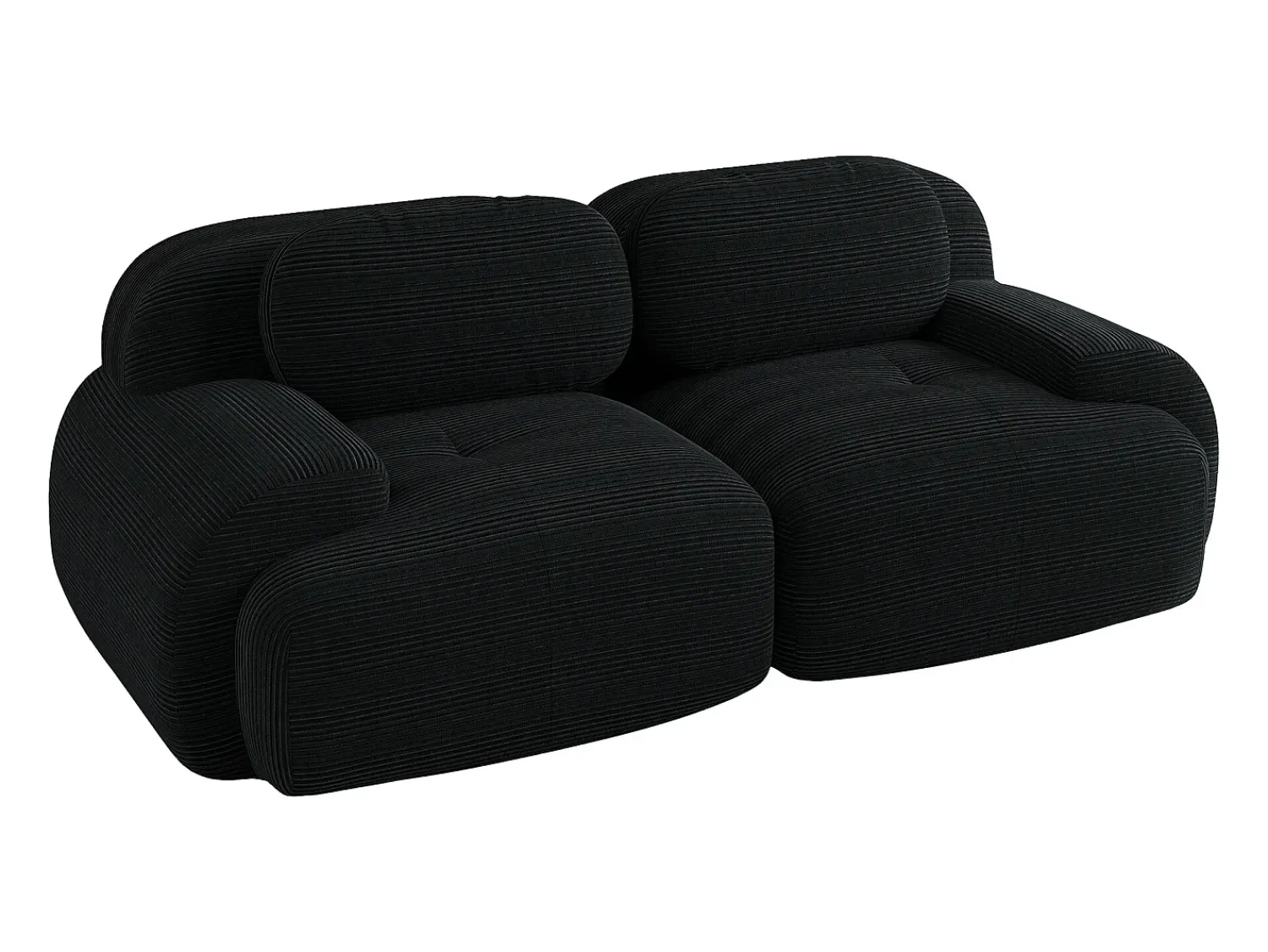 Sofá* Sofá de 2 lugares com almofadas - Sofá reto com braços curvos e almofadas decorativas - bombazine Preto