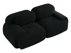 Sofá* Sofá de 2 lugares com almofadas - Sofá reto com braços curvos e almofadas decorativas - bombazine Preto