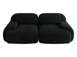 Sofá* Sofá de 2 lugares com almofadas - Sofá reto com braços curvos e almofadas decorativas - bombazine Preto