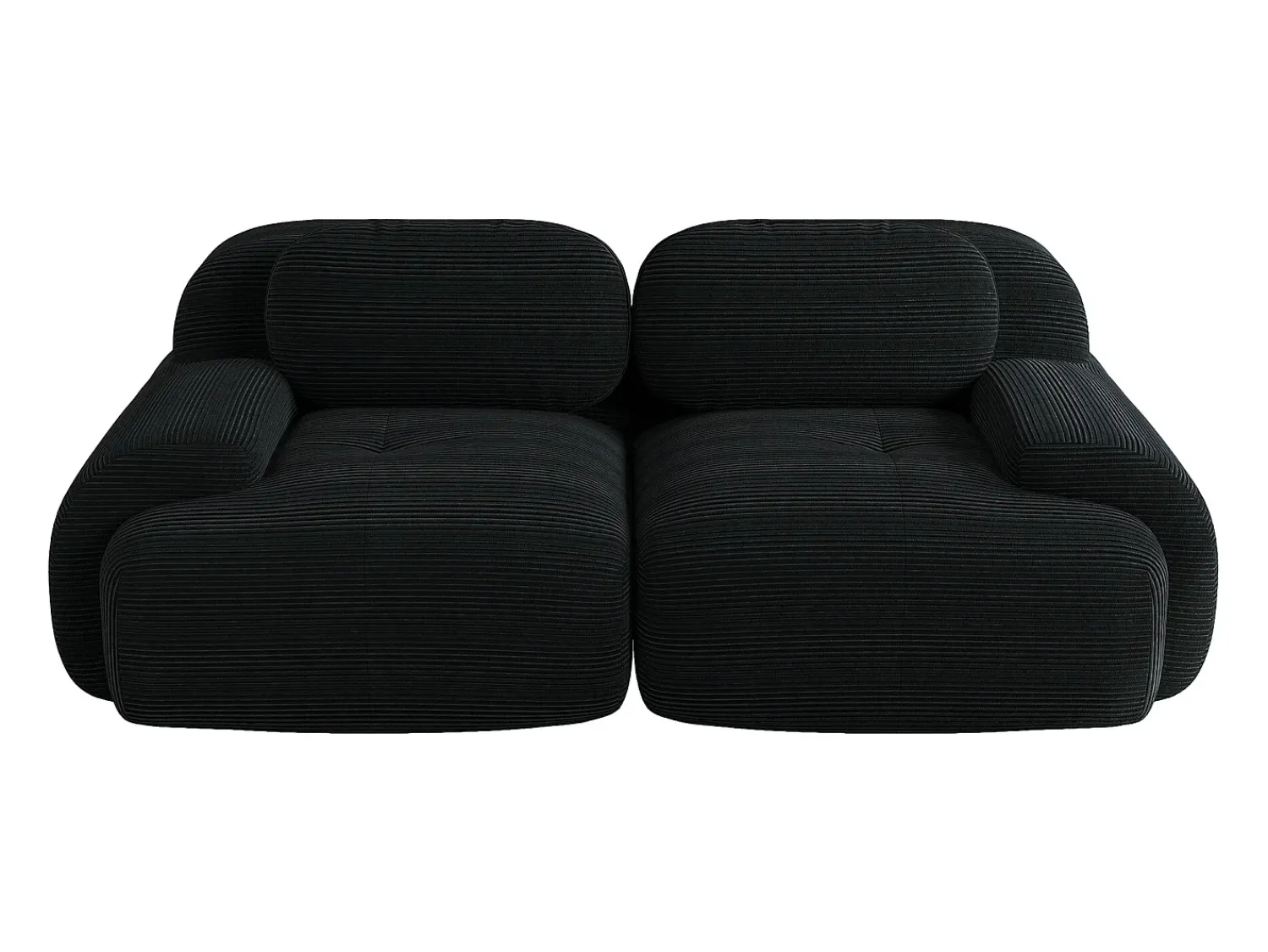 Sofá* Sofá de 2 lugares com almofadas - Sofá reto com braços curvos e almofadas decorativas - bombazine Preto