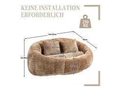 Hauss Spole Sofá de 2 lugares com almofada - Sofá para adultos e crianças - Tecido chenille cor café^ Sofá